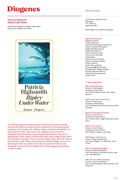 Book Factsheet Patricia Highsmith Ripley Under Water