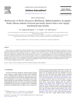 Rediscovery of Riella Alatospora