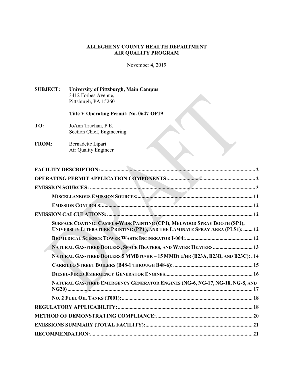 Allegheny County Health Department Air Quality Program