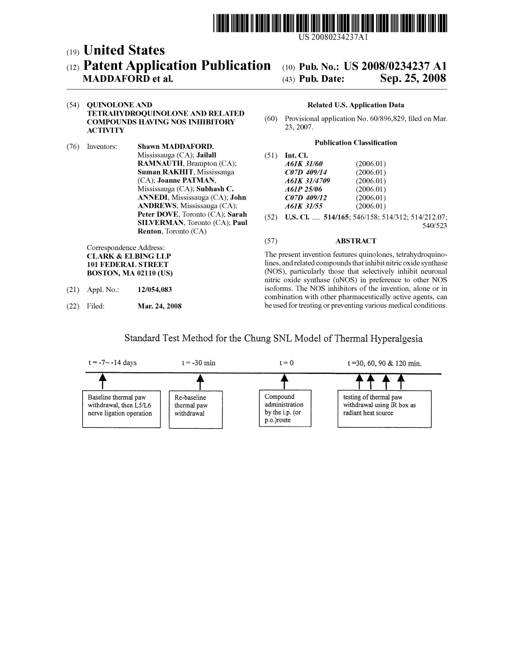 (12) Patent Application Publication (10) Pub. No.: US 2008/0234237 A1 MADDAFORD Et Al