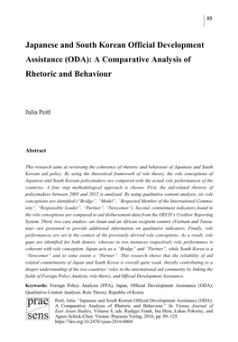 Japanese and South Korean Official Development Assistance (ODA): a Comparative Analysis of Rhetoric and Behaviour