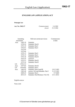 English Law (Application) 1962-17