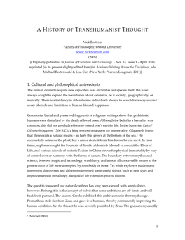 A History of Transhumanist Thought