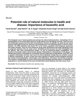 Importance of Boswellic Acid