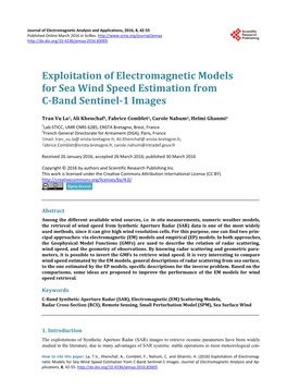 Exploitation of Electromagnetic Models for Sea Wind Speed Estimation from C-Band Sentinel-1 Images