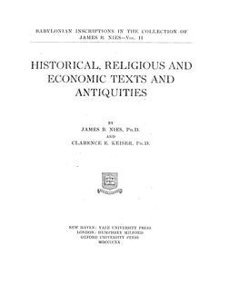 Iistorical, Religious and Economic Texts and Antiquities