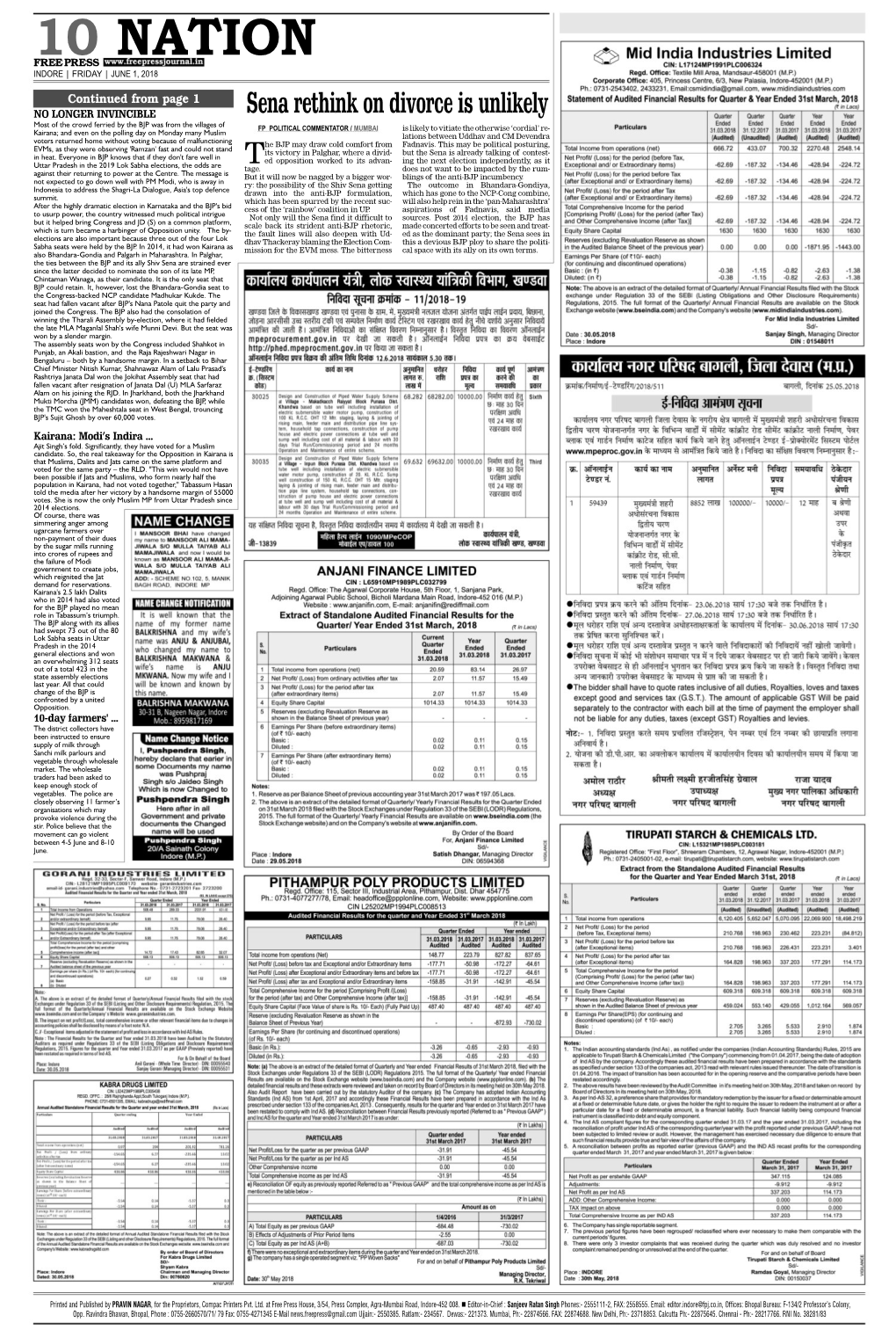 Newspaper Publications of Audited Financial