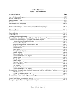 Table of Contents Upper Colorado Region