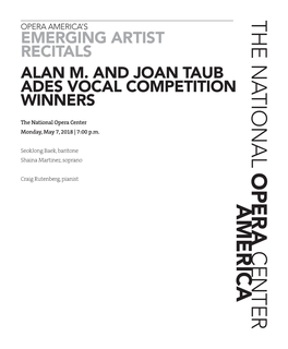 Alan M. and Joan Taub Ades Vocal Competition Winners Program