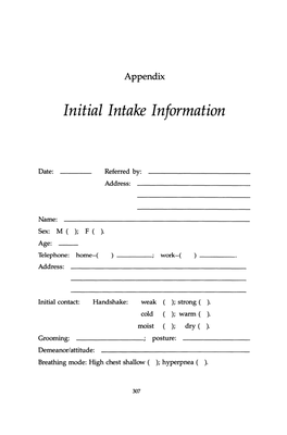 Initial Intake Information