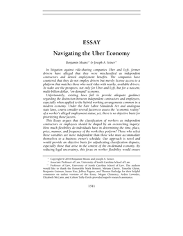 ESSAY Navigating the Uber Economy