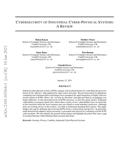 Cybersecurity of Industrial Cyber-Physical Systems: a Review