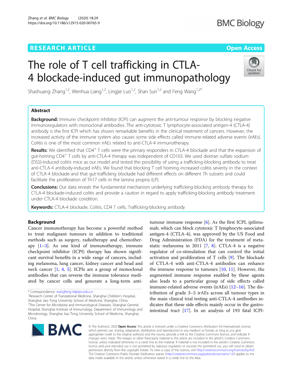 The Role of T Cell Trafficking in CTLA-4 Blockade-Induced Gut