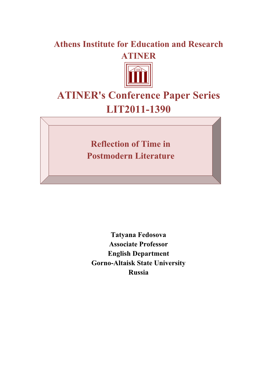 ATINER's Conference Paper Series LIT2011-1390