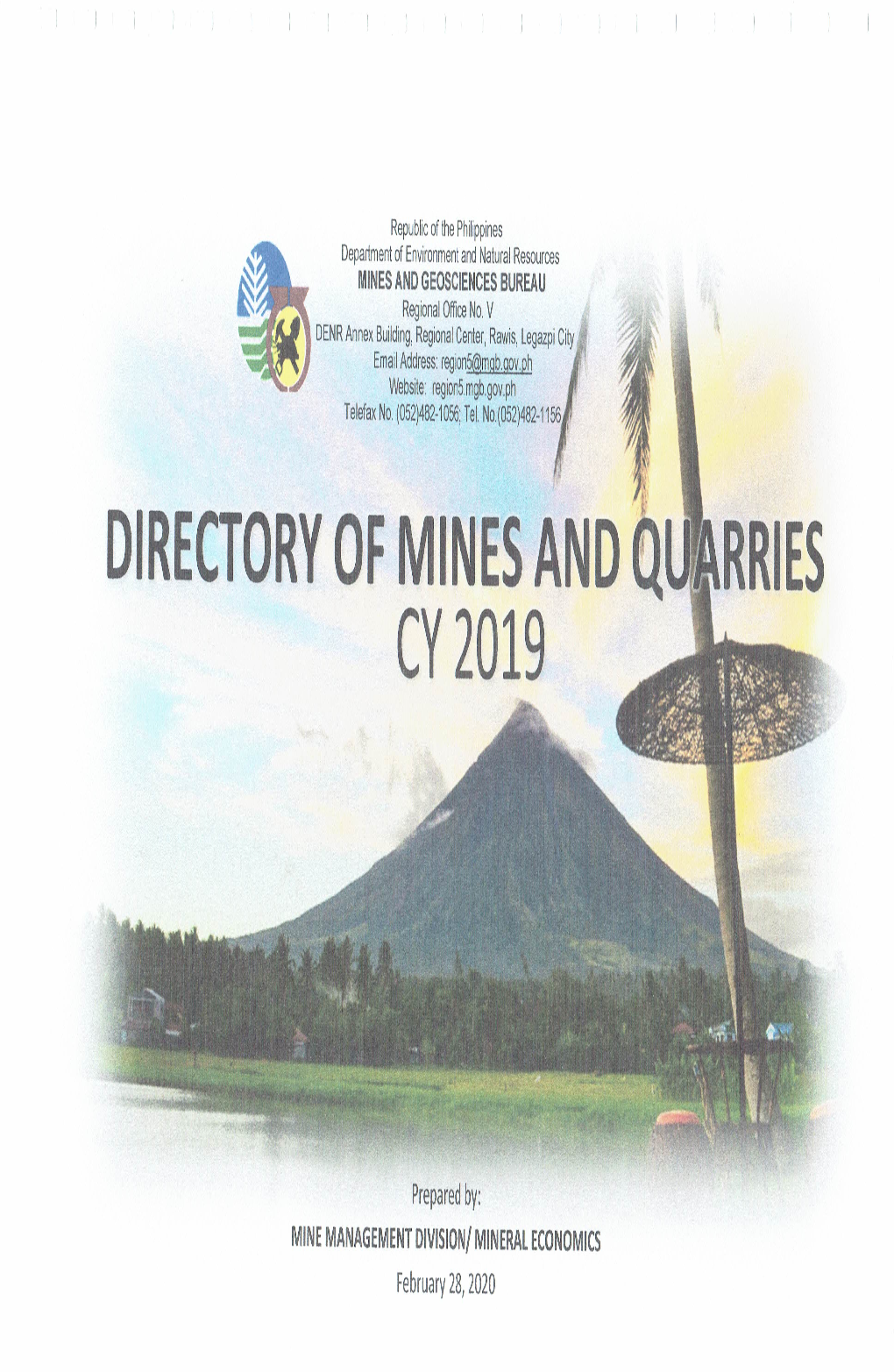 2019 Duration of Permit Status Location (Barangay, Municipality/ Commodi Contractor/ Permit Operat Managing Telephone Type of Area Reg
