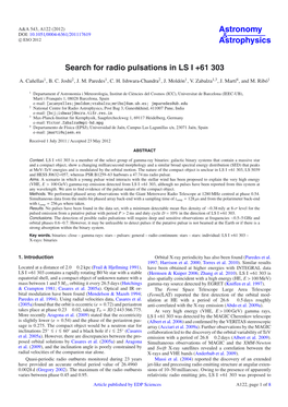 Search for Radio Pulsations in LS I +61 303