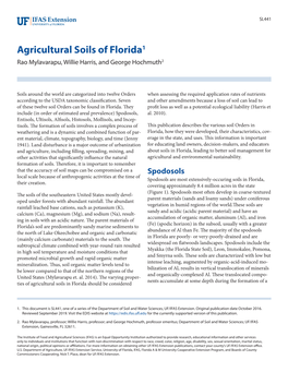 Agricultural Soils of Florida1 Rao Mylavarapu, Willie Harris, and George Hochmuth2