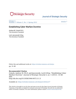 Establishing Cyber Warfare Doctrine
