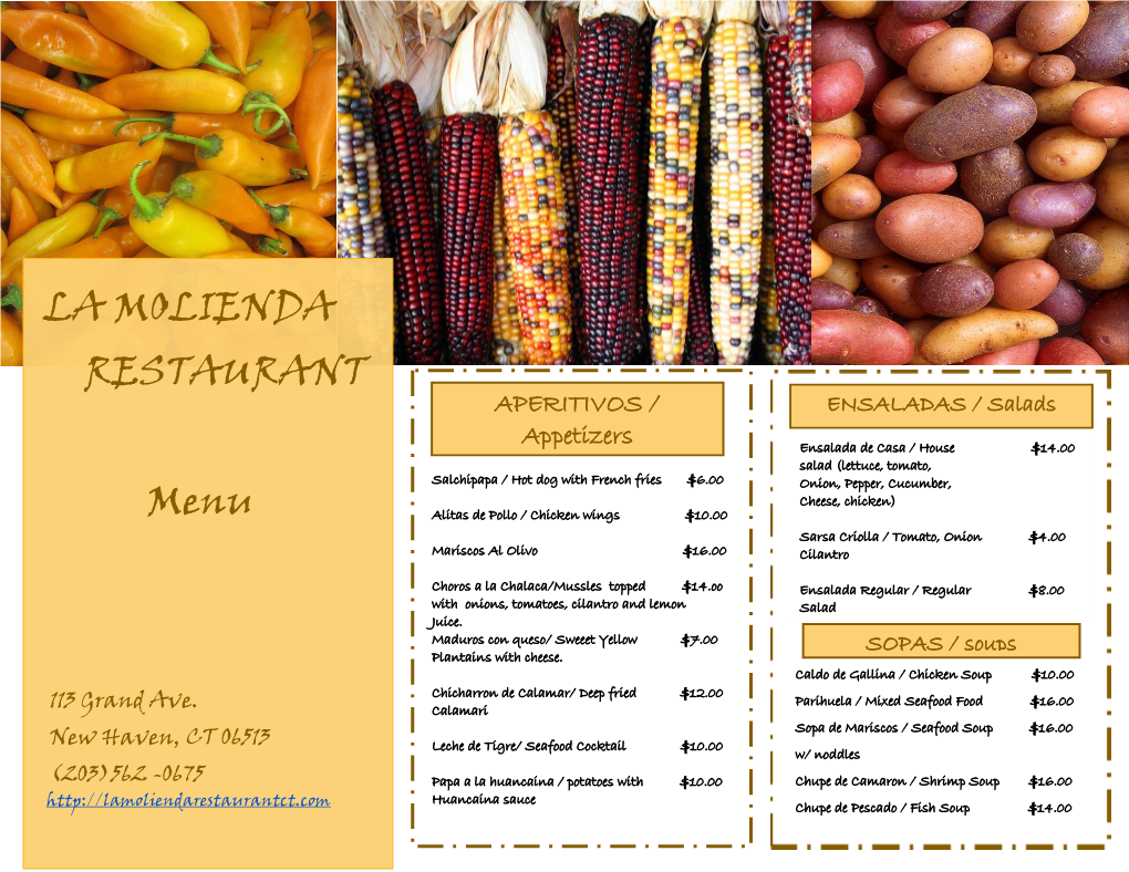 LA MOLIENDA RESTAURANT Menu