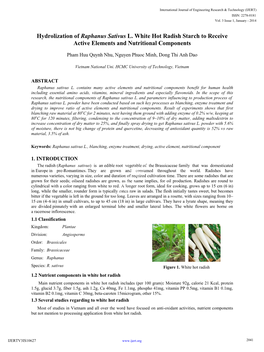 Hydrolization of Raphanus Sativus L. White Hot Radish Starch to Receive Active Elements and Nutritional Components