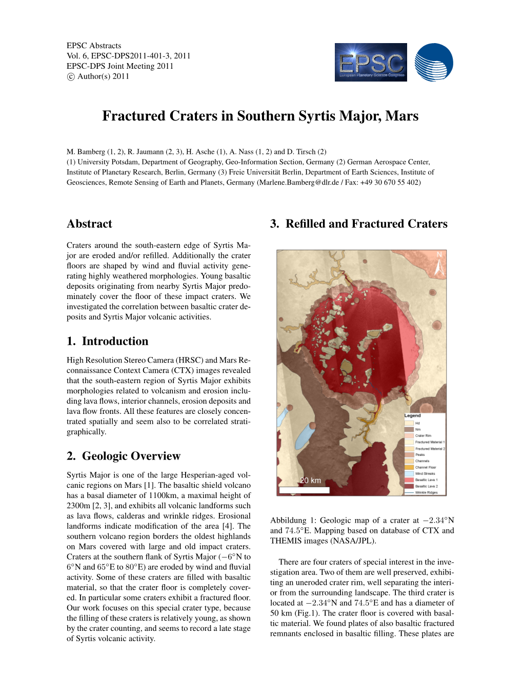 Fractured Craters in Southern Syrtis Major, Mars