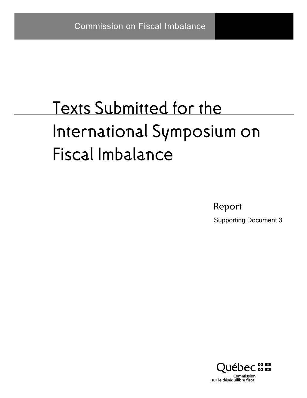 Texts Submitted for the International Symposium on Fiscal Imbalance