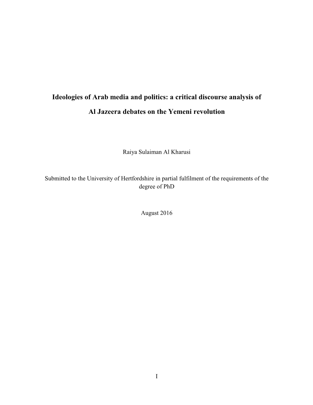 Ideologies of Arab Media and Politics: a Critical Discourse Analysis of Al