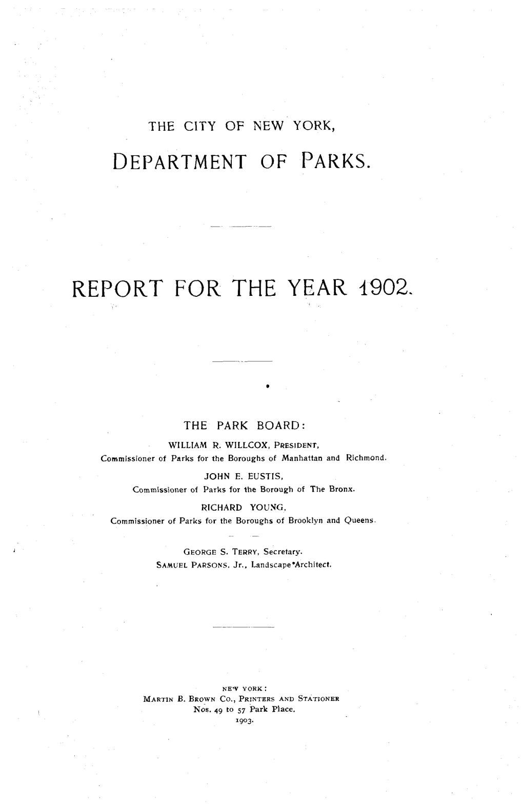 Report for the Year 1902