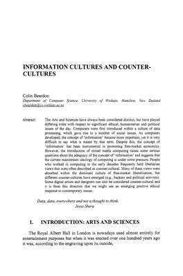 Information Cultures and Counter- Cultures