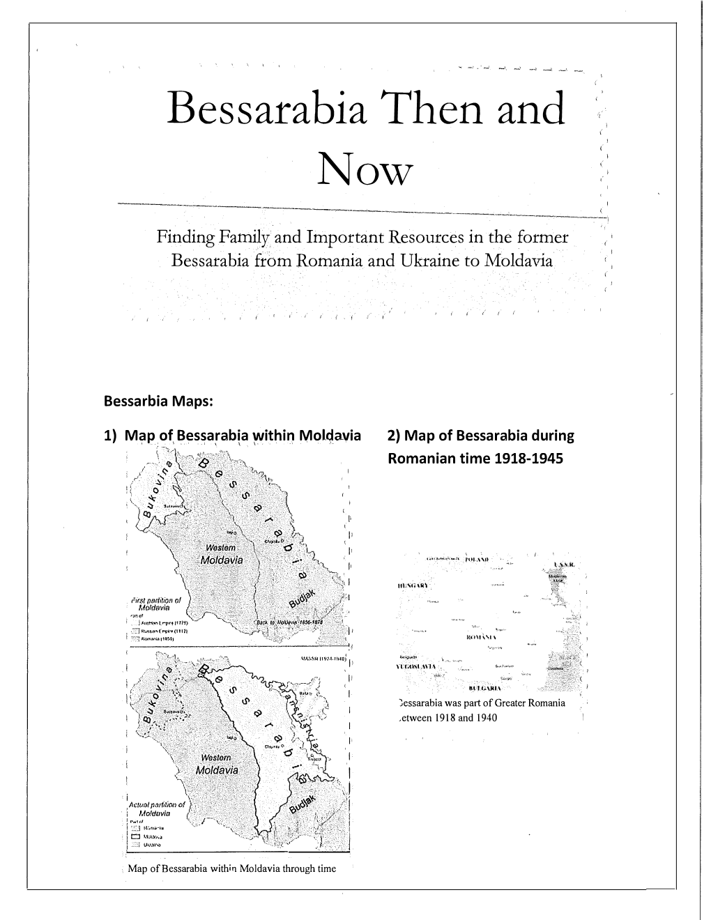 Bessarabia Then and Now Handout