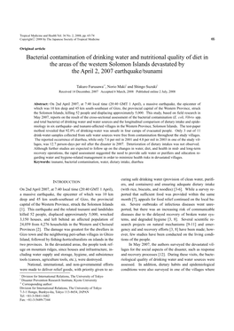 Bacterial Contamination of Drinking Water and Nutritional