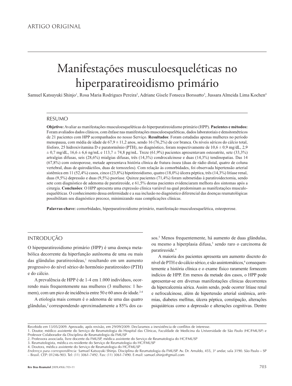 Musculoskeletal Manifestations in Primary Hyperparathyroidism