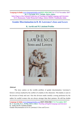 Gender Discrimination in D. H. Lawrence's Sons and Lovers