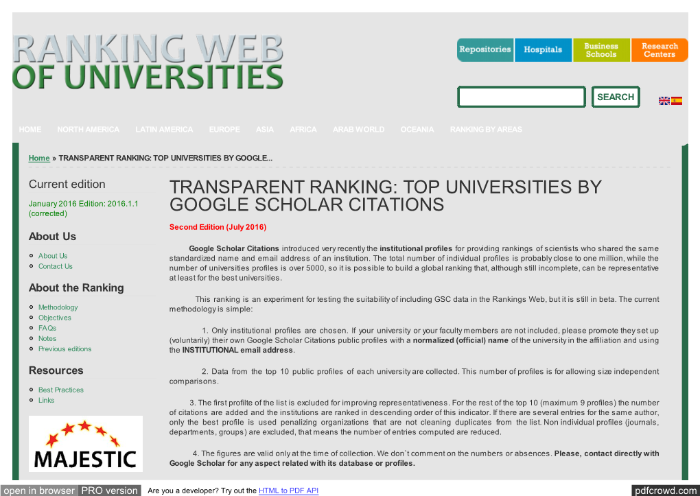 Ranking Web of Universities