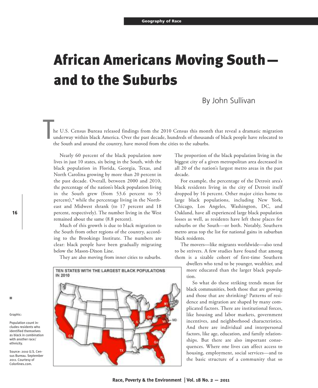 African Americans Moving South— and to the Suburbs