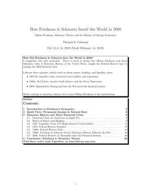 How Friedman & Schwartz Saved the World in 2008