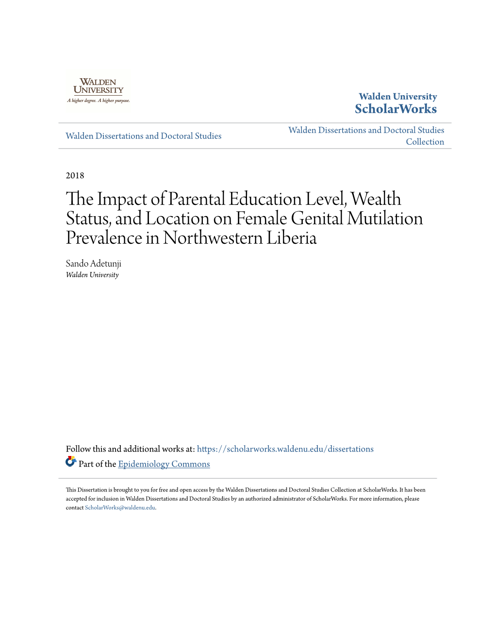 The Impact of Parental Education Level, Wealth Status, and Location on Female Genital
