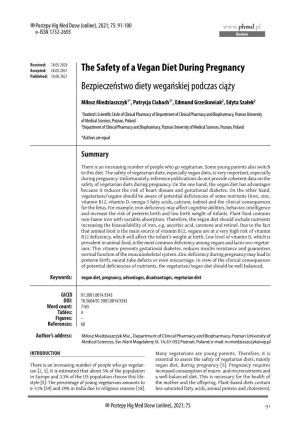 The Safety of a Vegan Diet During Pregnancy Bezpieczeństwo Diety