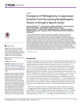 Emergence of Pathogenicity in Lagoviruses: Evolution from Pre-Existing Nonpathogenic Strains Or Through a Species Jump?