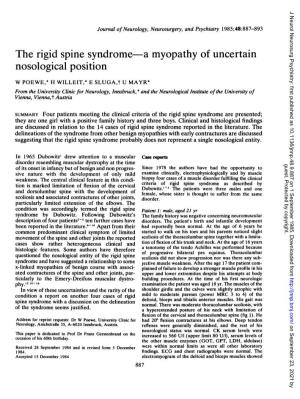 The Rigid Spine Syndrome-A Myopathy of Uncertain Nosological Position