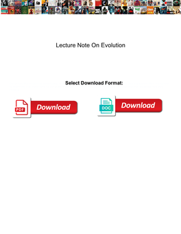 Lecture Note on Evolution