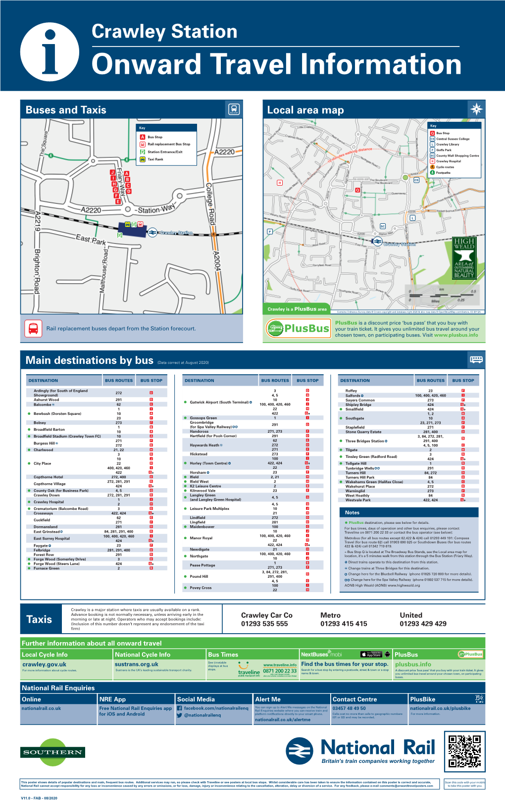 Crawley Station I Onward Travel Information Buses and Taxis Local Area Map