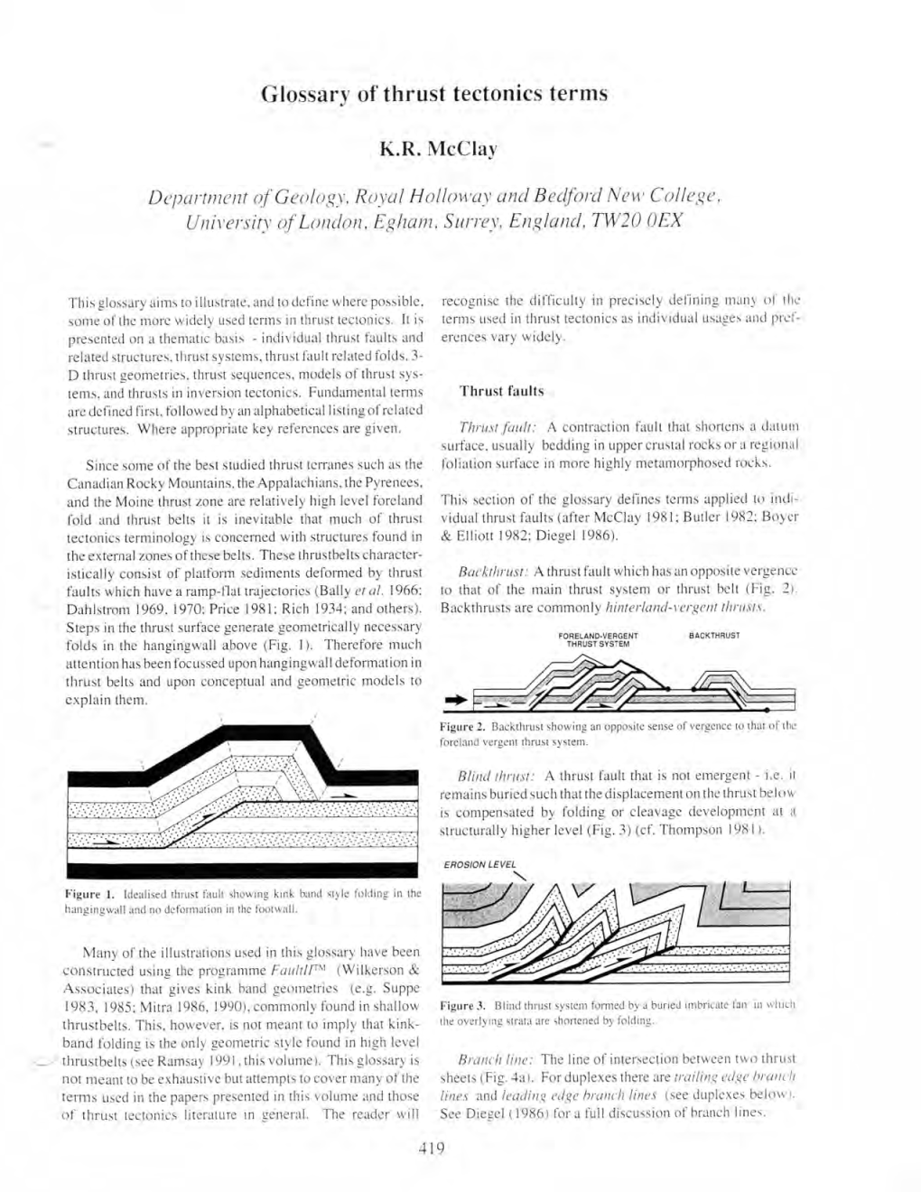 Glossary of Thrust Tectonics Terms