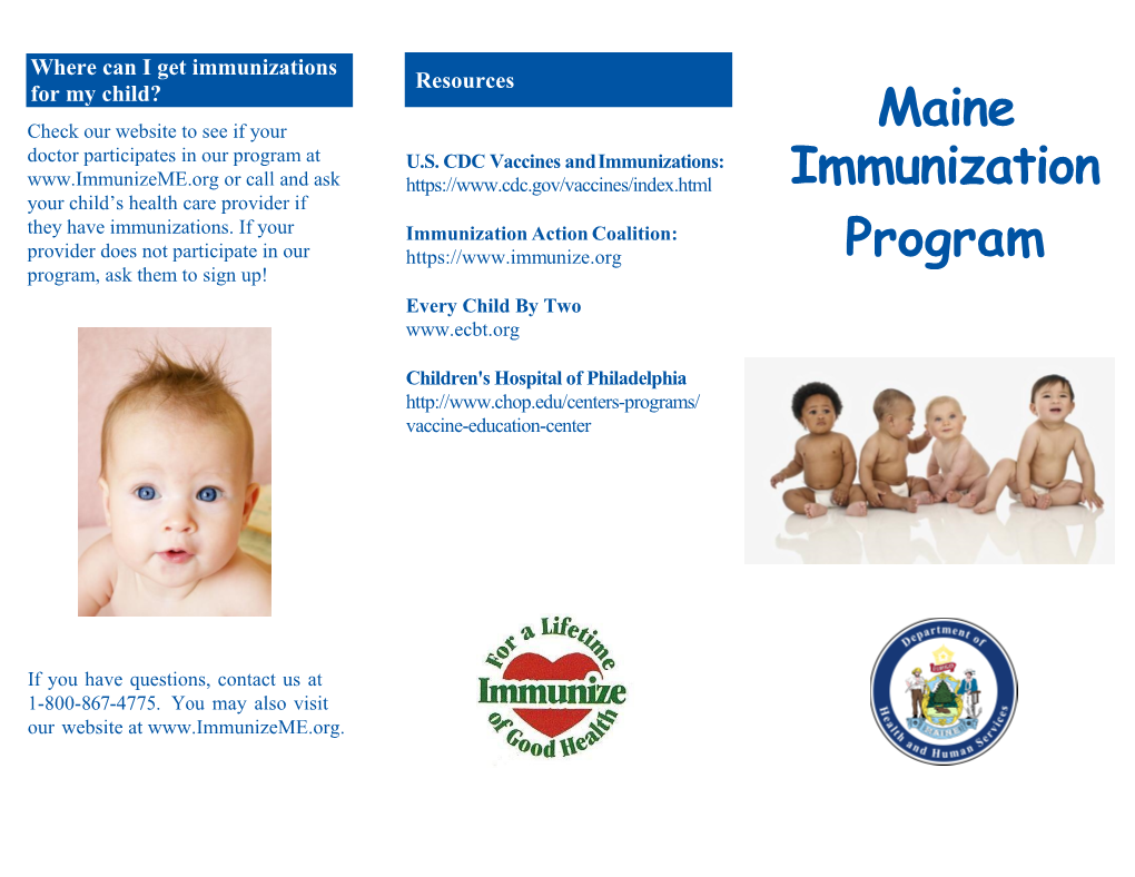 Vaccines for Your Child Brochure