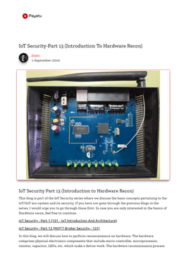 Iot Security-Part 13 (Introduction to Hardware Recon)