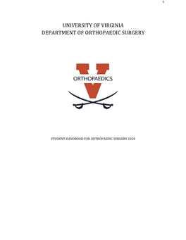 UVA Student Handbook for Orthopaedic Surgery Handbook 2020