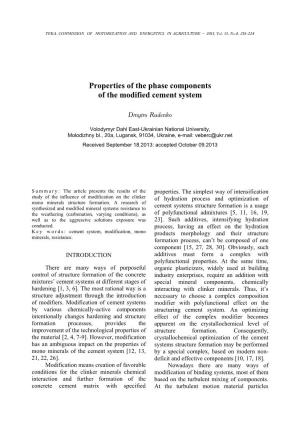 Properties of the Phase Components of the Modified Cement System