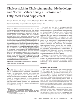 Cholecystokinin Cholescintigraphy: Methodology and Normal Values Using a Lactose-Free Fatty-Meal Food Supplement
