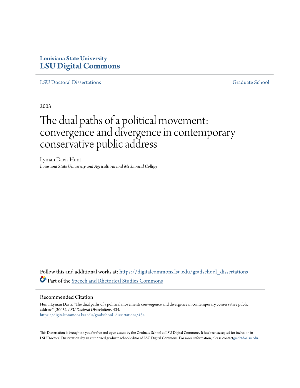 The Dual Paths of a Political Movement: Convergence and Divergence in Contemporary Conservative Public Address