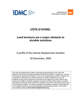 Côte D'ivoire, 2009